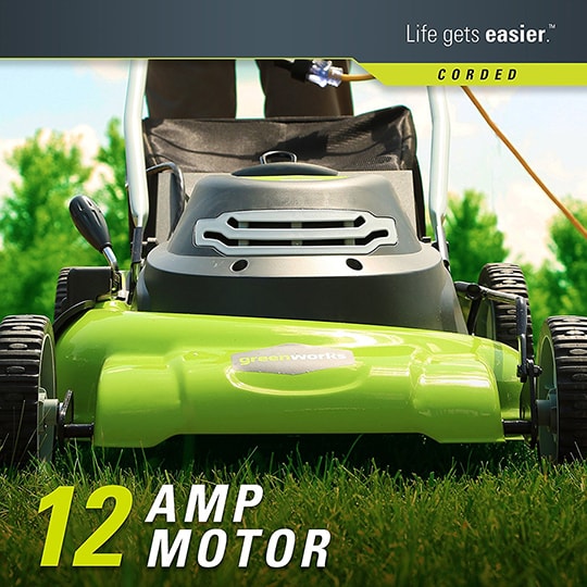 Greenworks 25022 lawn mower 12 AMP motor