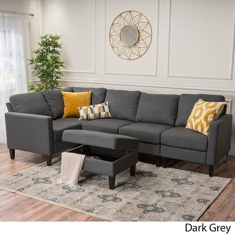 Carolina Dark Couch with Storage Ottoman Image 1-min