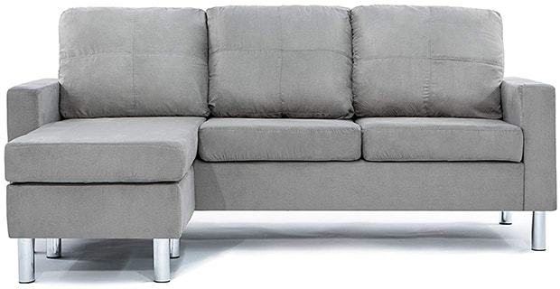 Divano Roma Furniture Modern Soft Brush Microfiber Sectional Sofa Grey image 2-min