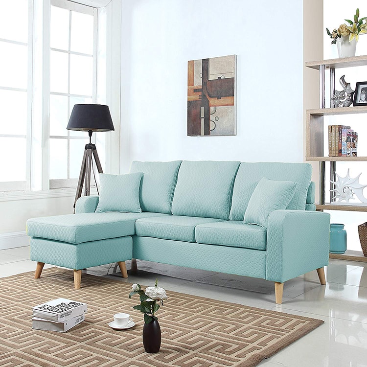 Divano Roma Furniture Sectional Sofa Light Blue Image 1-min