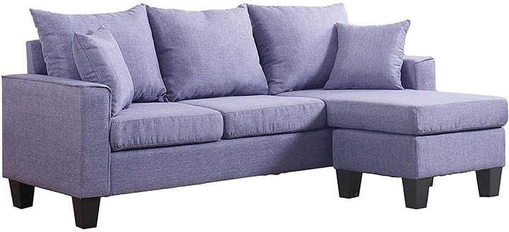 Divano Roma Furniture - Sectional Sofa with Reversible Chaise Light Grey Image-min